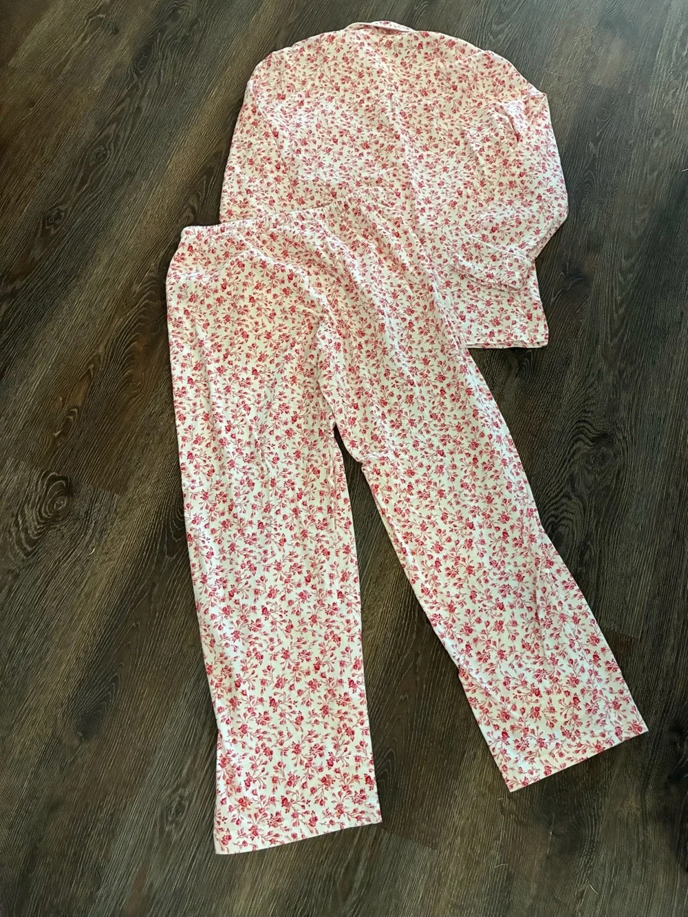 Ralph Lauren Pink and White Floral Two-Piece Pajama Set